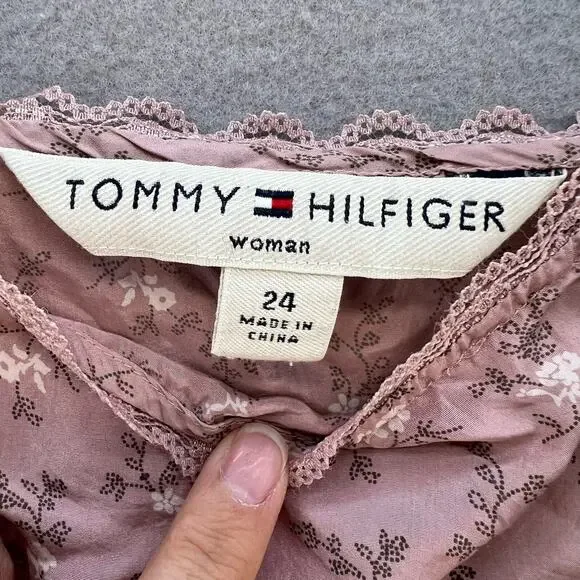 Tommy Hilfiger Women's Y2K Babydoll Tank Top Size 24 Floral Pattern Silk 90s - Picture 7 of 12